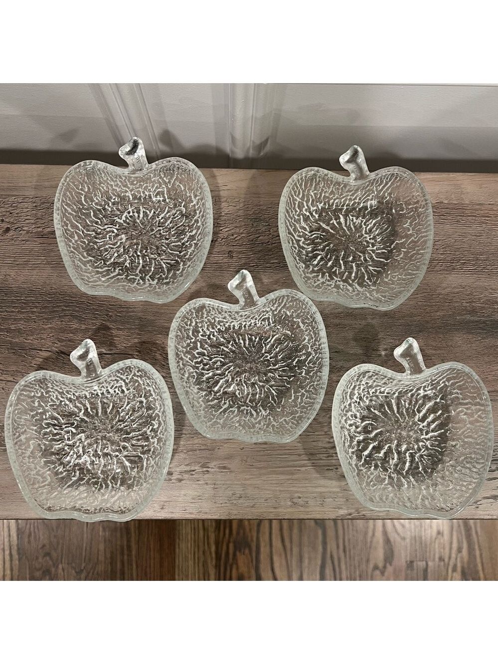 Vintage Glass Apple Shaped Fruit Serving Plates Bowls